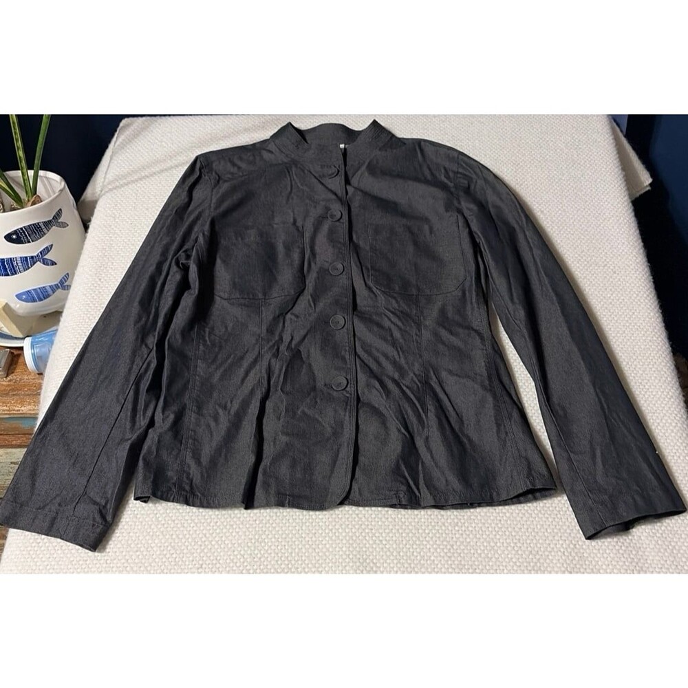 Talbots Collection Made in Italy Charcoal Grey Button Front Jacket Sz 12